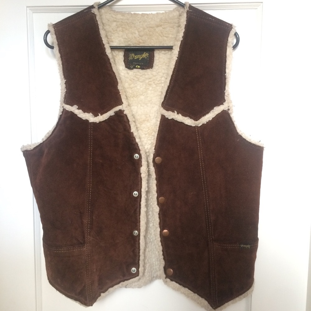 Vintage Wrangler Brown Sheep Skin Vest. Used.